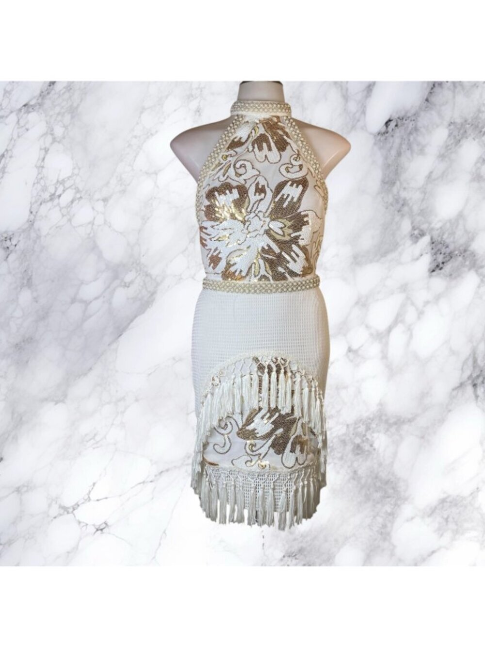 12th Tribe Like Gold Dust Sequin Fringe Dress - Picture 2 of 11